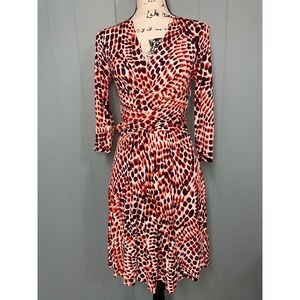 Banana Republic Issa London Dress Women PXS Orange Purple Faux Wrap Excellent